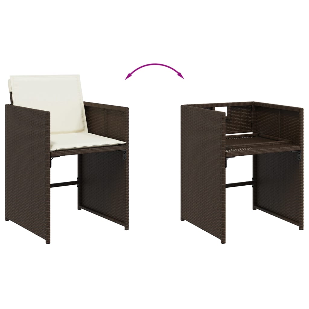 vidaXL Σετ Τραπεζαρίας Κήπου 9 τεμ. Καφέ Συνθετικό Ρατάν με Μαξιλάρια