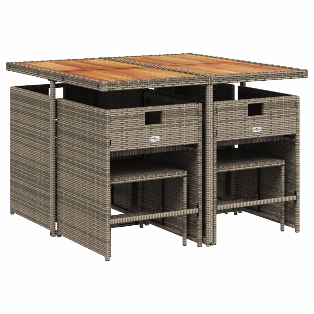 vidaXL Σετ Τραπεζαρίας Κήπου 9 τεμ. Γκρι Συνθ. Ρατάν με Μαξιλάρια