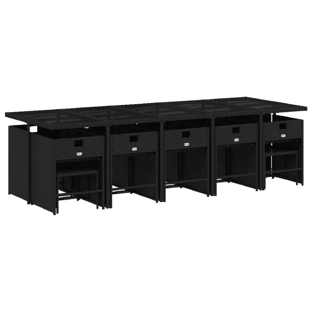 vidaXL Σετ Τραπεζαρίας Κήπου 15 τεμ Μαύρο από Συνθ. Ρατάν με Μαξιλάρια