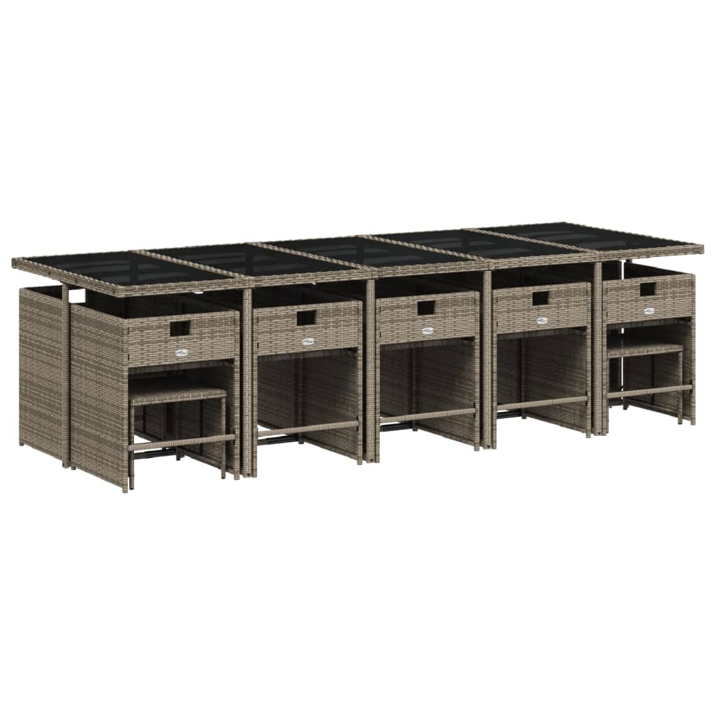 vidaXL Σετ Τραπεζαρίας Κήπου 15 τεμ. Γκρι Συνθετικό Ρατάν με Μαξιλάρια