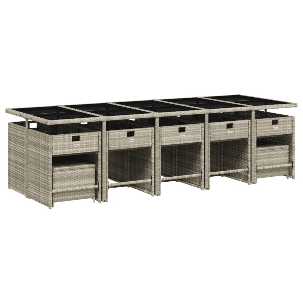 vidaXL Σετ Τραπεζαρίας Κήπου 15 τεμ. Αν. Γκρι Συνθ. Ρατάν με Μαξιλάρια