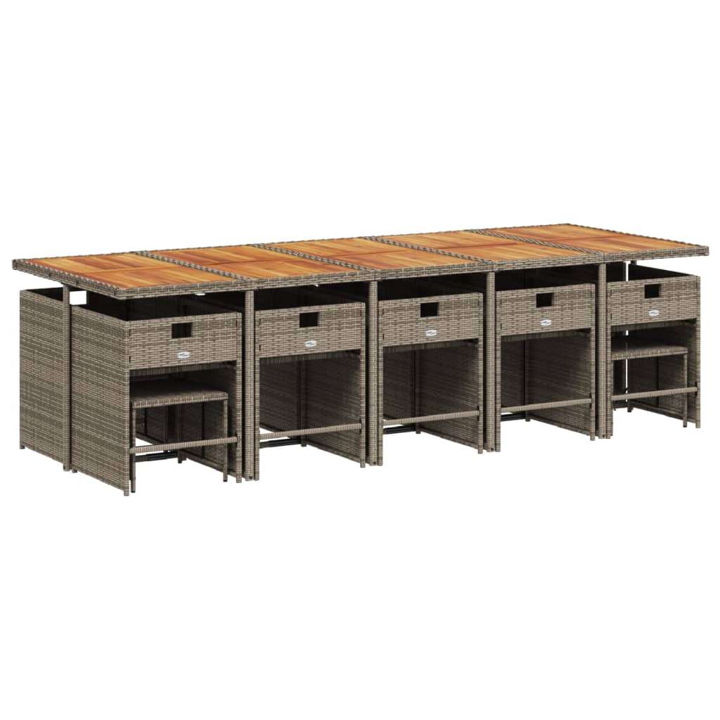 vidaXL Σετ Τραπεζαρίας Κήπου 15 τεμ. Γκρι Συνθετικό Ρατάν με Μαξιλάρια