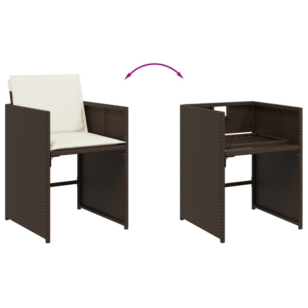 vidaXL Σετ Τραπεζαρίας Κήπου 15 τεμ Καφέ από Συνθ. Ρατάν με Μαξιλάρια