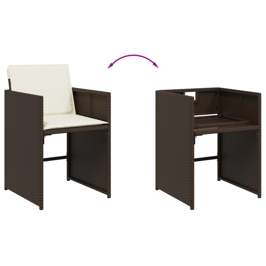 vidaXL Σετ Τραπεζαρίας Κήπου 17 τεμ Καφέ από Συνθ. Ρατάν με Μαξιλάρια