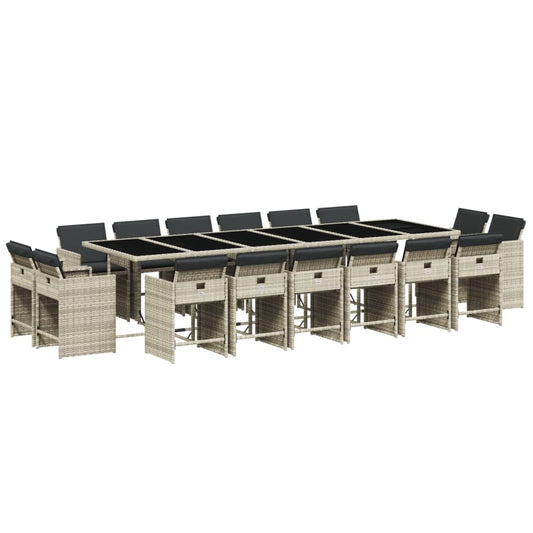 vidaXL Σετ Τραπεζαρίας Κήπου 17 τεμ. Αν. Γκρι Συνθ. Ρατάν με Μαξιλάρια