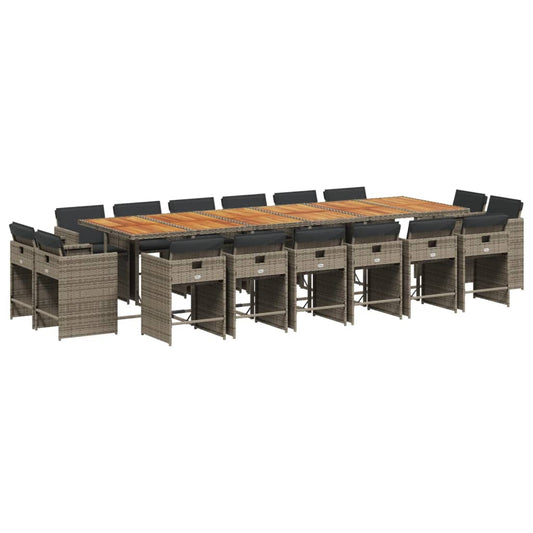 vidaXL Σετ Τραπεζαρίας Κήπου 17 τεμ. Γκρι από Συνθ. Ρατάν με Μαξιλάρια