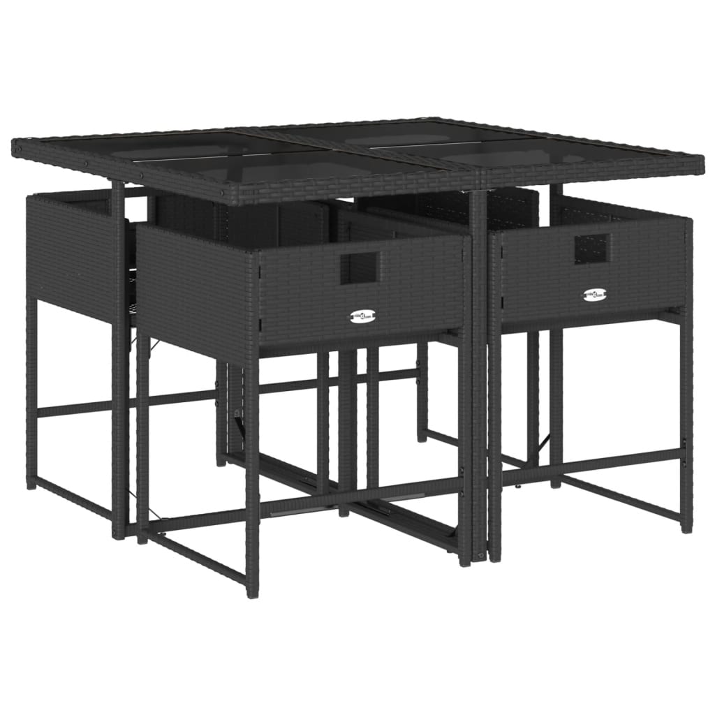 vidaXL Σετ Τραπεζαρίας Κήπου 5 Τεμαχίων Μαύρο Συνθ. Ρατάν με Μαξιλάρια