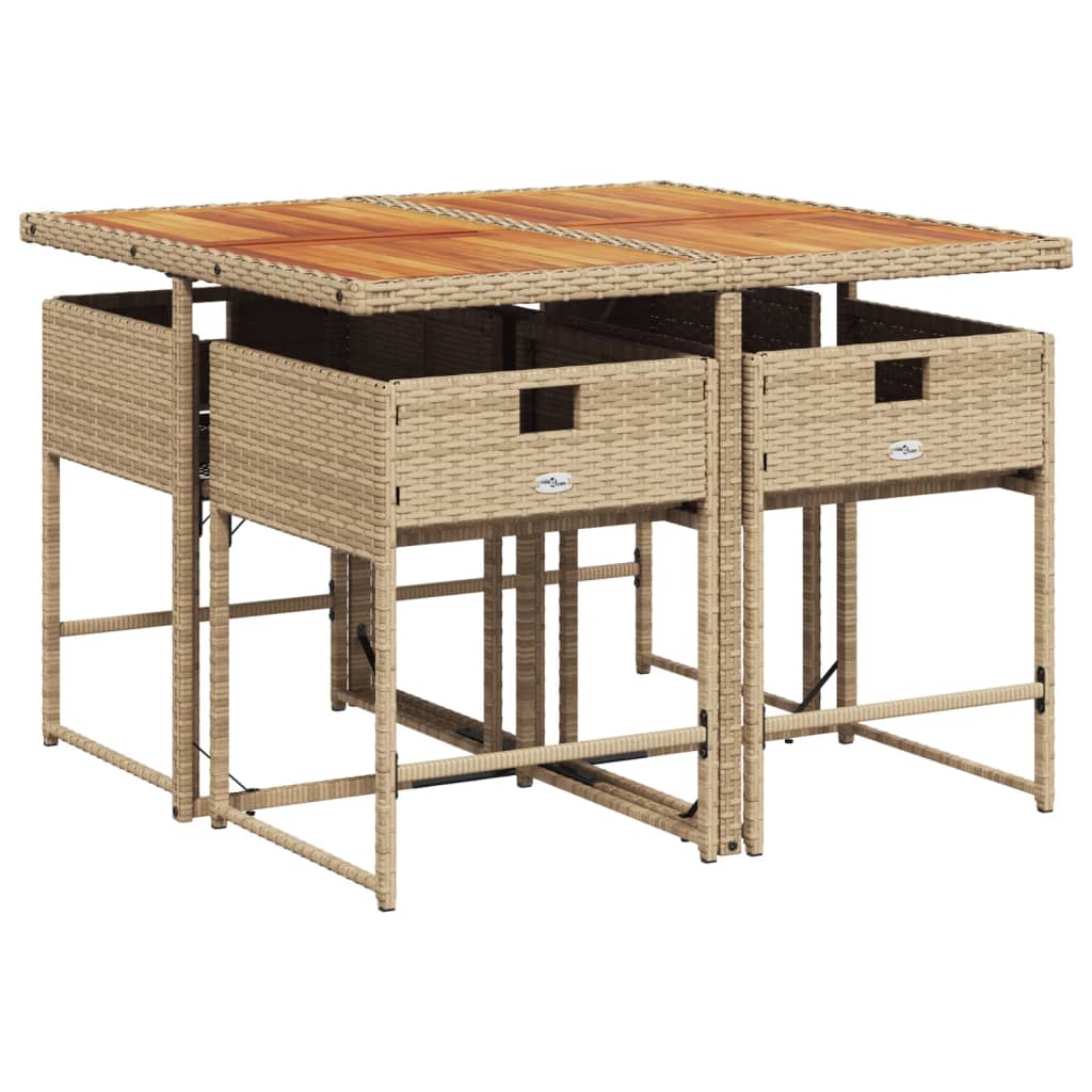 vidaXL Σετ Τραπεζαρίας Κήπου 5 τεμ. Μπεζ Συνθετικό Ρατάν με Μαξιλάρι