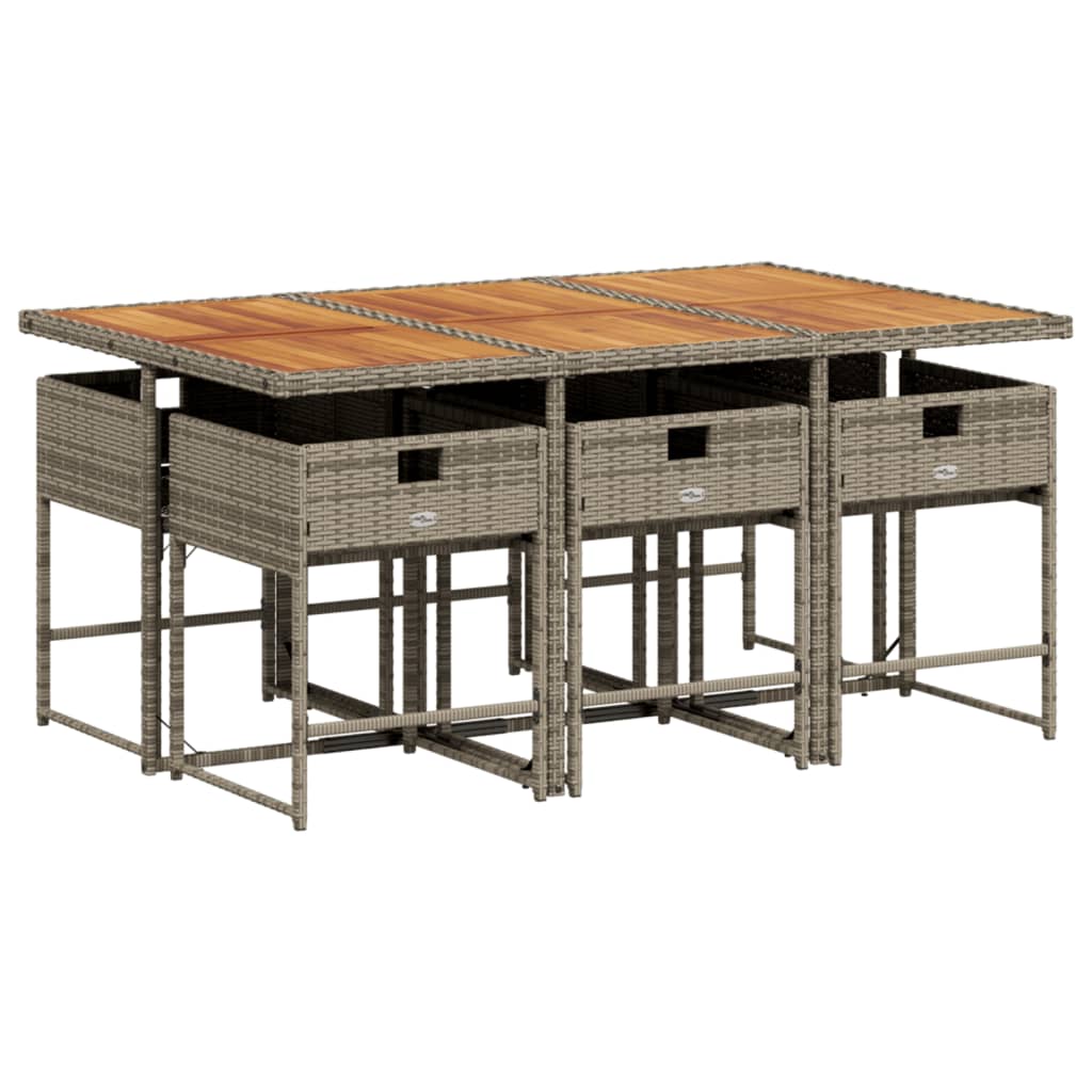 vidaXL Σετ Τραπεζαρίας Κήπου 7 τεμ. Γκρι Συνθ. Ρατάν με Μαξιλάρια