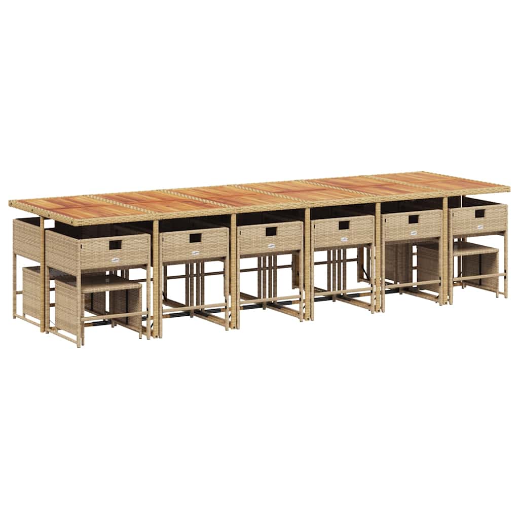 vidaXL Σετ Τραπεζαρίας Κήπου 17 τεμ. Μπεζ Συνθετικό Ρατάν με Μαξιλάρια