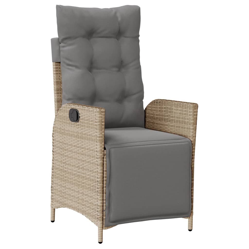 vidaXL Σετ Τραπεζαρίας Κήπου 3 τεμ. Μπεζ Συνθετικό Ρατάν με Μαξιλάρια