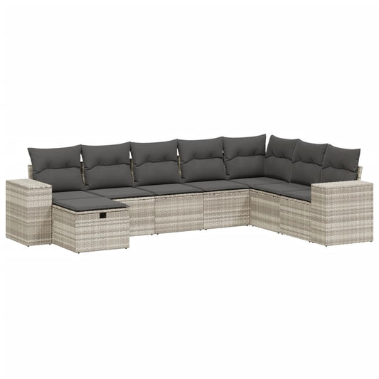 vidaXL Σαλόνι Κήπου Σετ 8 Τεμαχίων Γκρι Συνθετικό Ρατάν με Μαξιλάρια