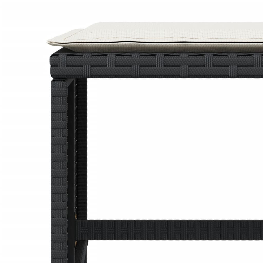 vidaXL Σκαμπό Κήπου 4 τεμ. Μαύρα 40x40x35 Συνθετικό Ρατάν με Μαξιλάρια