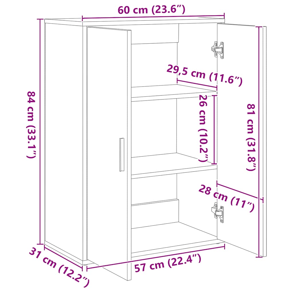 vidaXL Βοηθητικά Ντουλάπια 2 τεμ. Καπνιστή Δρυς 60x31x84εκ. Επεξ. Ξύλο