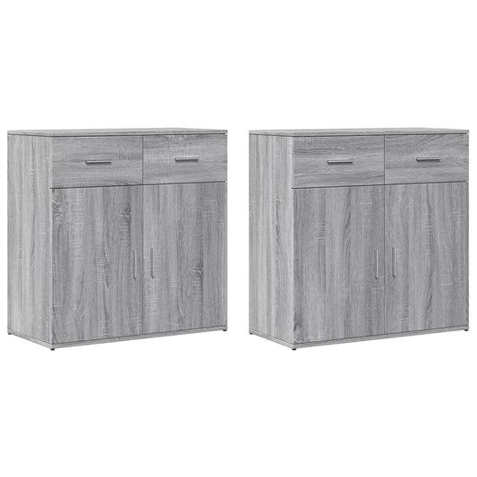 vidaXL Βοηθητικά Ντουλάπια 2 Τεμ. Γκρι Sonoma 79x38x80 εκ. Επεξ. Ξύλο