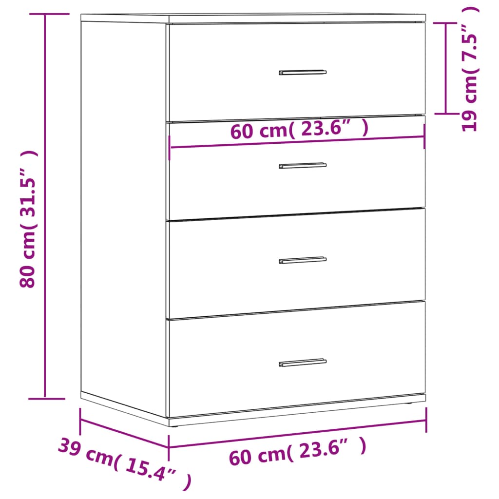 vidaXL Βοηθητικά Ντουλάπια 2τεμ. Γκρι Σκυρ. 60x39x80εκ. Επεξεργ. Ξύλο