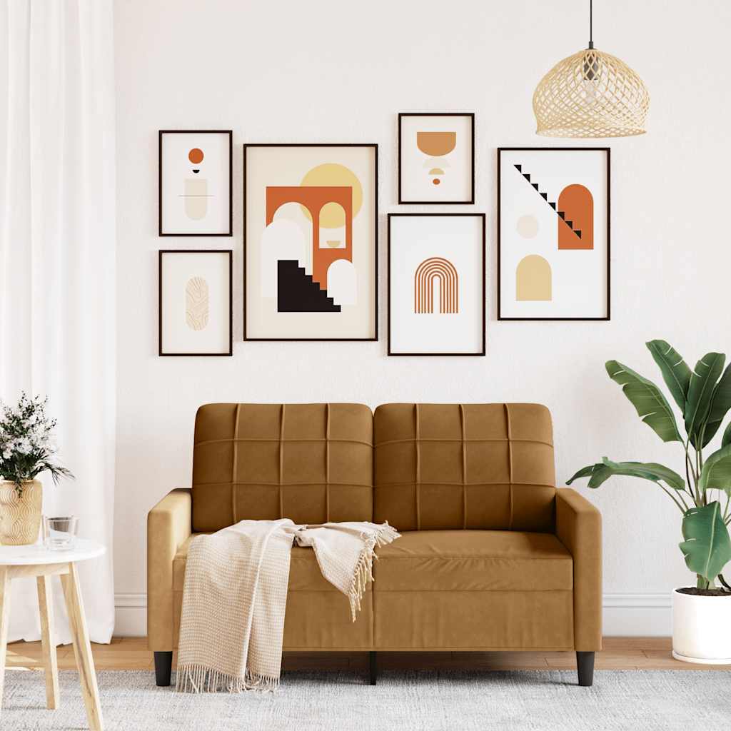 vidaXL Καναπές Διθέσιος Καφέ120 εκ. Βελούδινος