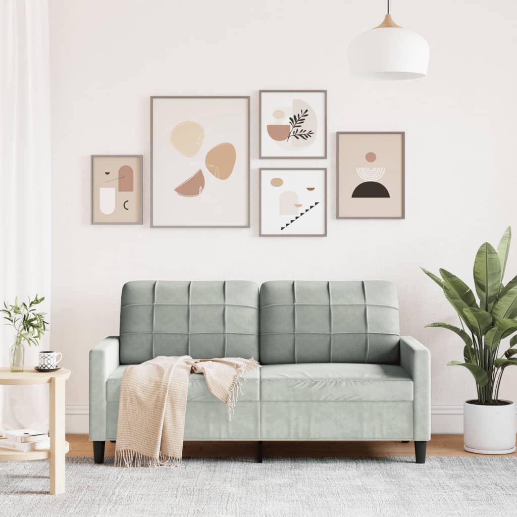 vidaXL Καναπές Διθέσιος Ανοιχτό Γκρι 140 εκ. Βελούδινος