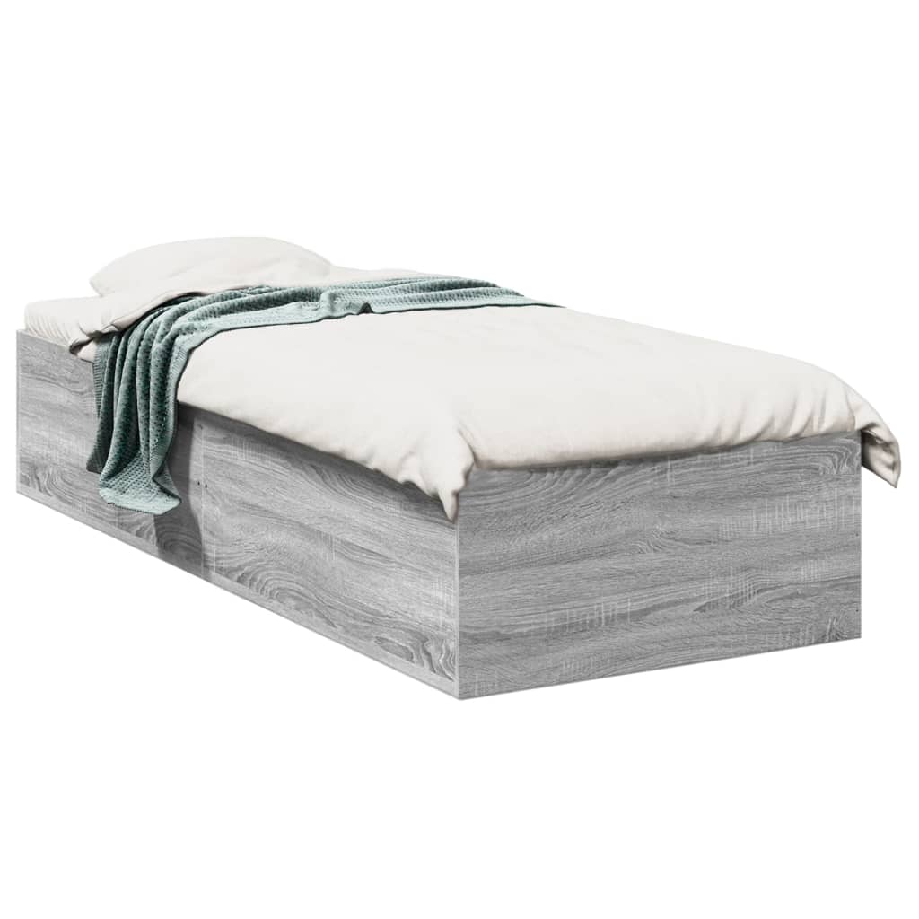 vidaXL Πλαίσιο Κρεβατιού Γκρι Sonoma 75x190 εκ. Επεξεργασμένο Ξύλο
