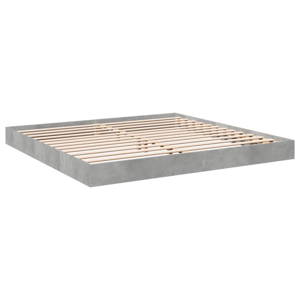 vidaXL Πλαίσιο Κρεβατιού Γκρι Σκυροδέματος 180x200 εκ. Επεξεργ. Ξύλο
