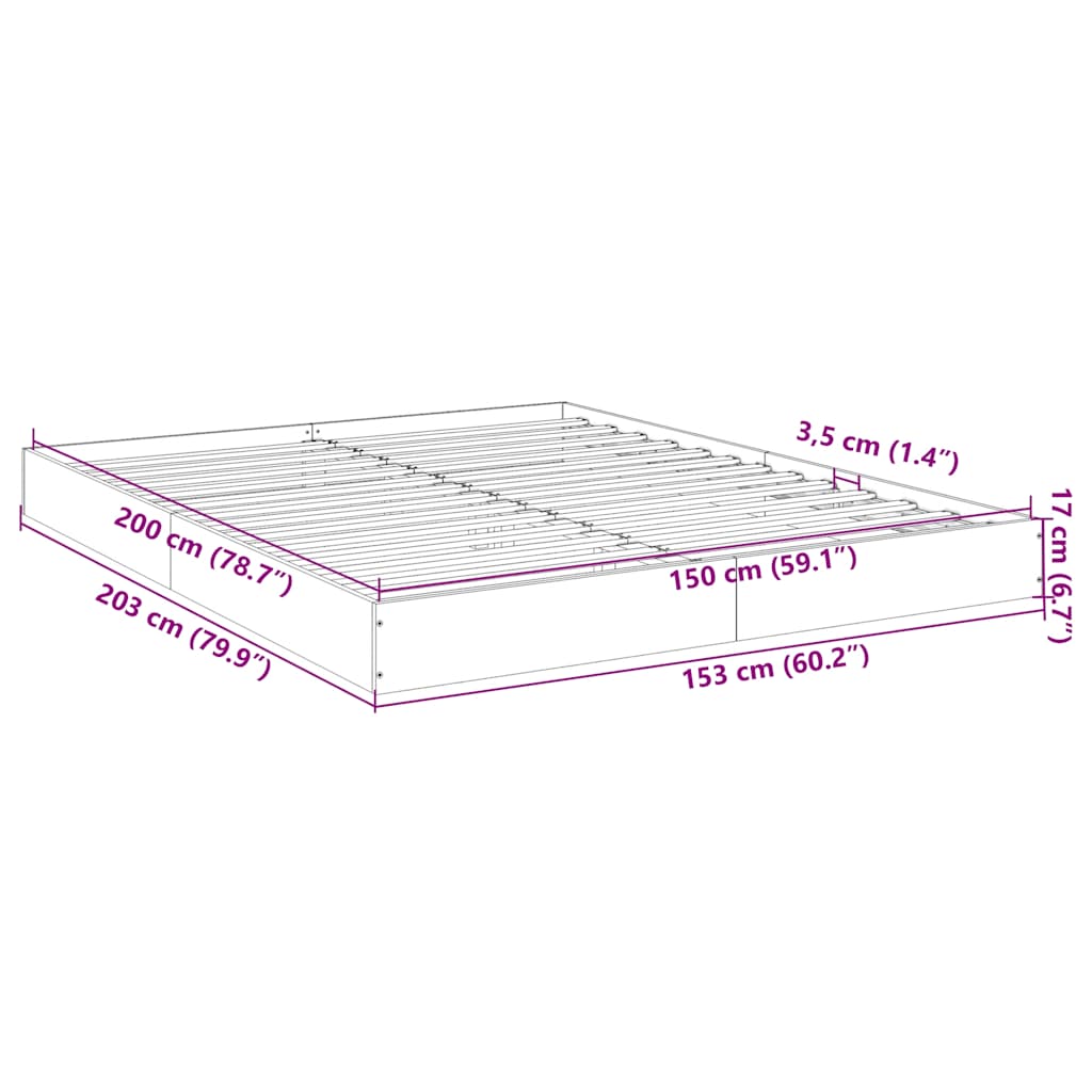 vidaXL Πλαίσιο Κρεβατιού Λευκό 150x200 εκ. Επεξεργασμένο Ξύλο