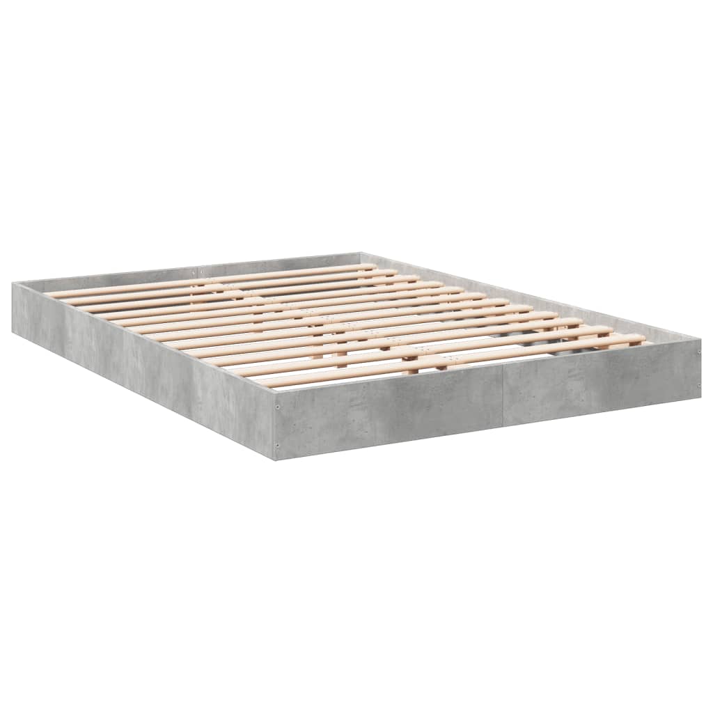 vidaXL Πλαίσιο Κρεβατιού Γκρι Σκυροδέματος 140x200 εκ. Επεξεργ. Ξύλο