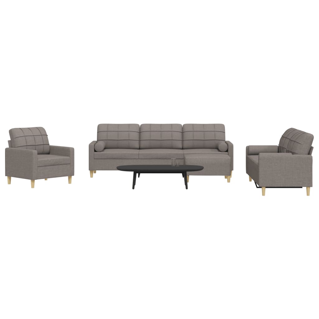 vidaXL Σαλόνι Σετ 4 Τεμαχίων Taupe Ύφασμα + Μαξιλάρια/Υποπόδιο