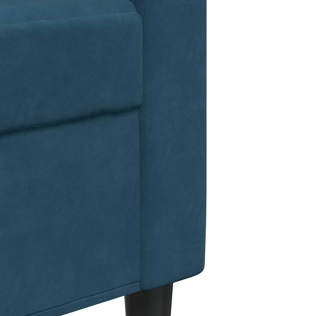 vidaXL Σετ Σαλονιού 3 Τεμ. Μπλε Βελούδινο με Μαξιλάρια/Στηρίγματα