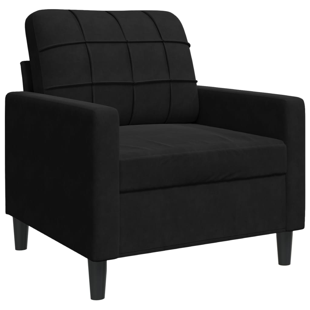vidaXL Σετ Σαλονιού 3 Τεμαχίων Μαύρο από Βελούδο με Μαξιλάρια