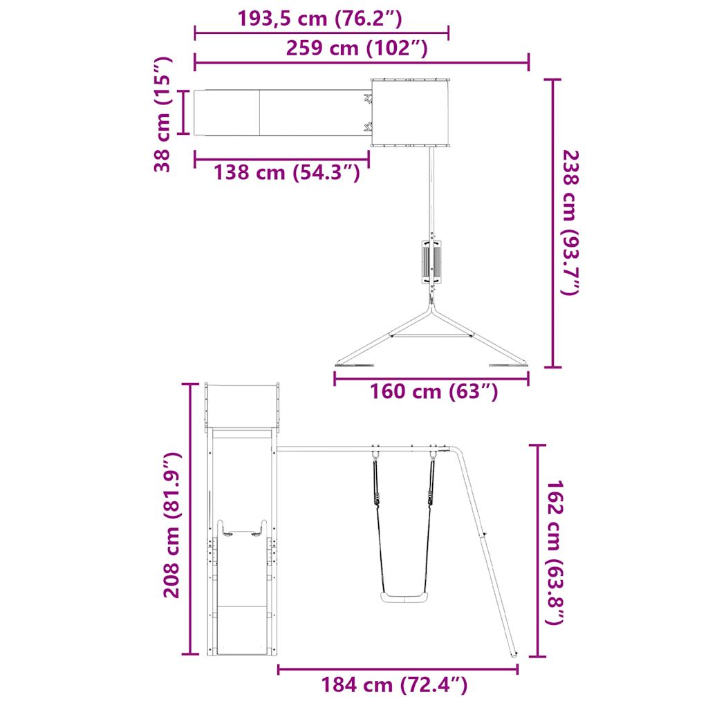 vidaXL Παιδική Χαρά Εξωτερικού Χώρου από Μασίφ Ξύλο Ψευδοτσούγκας