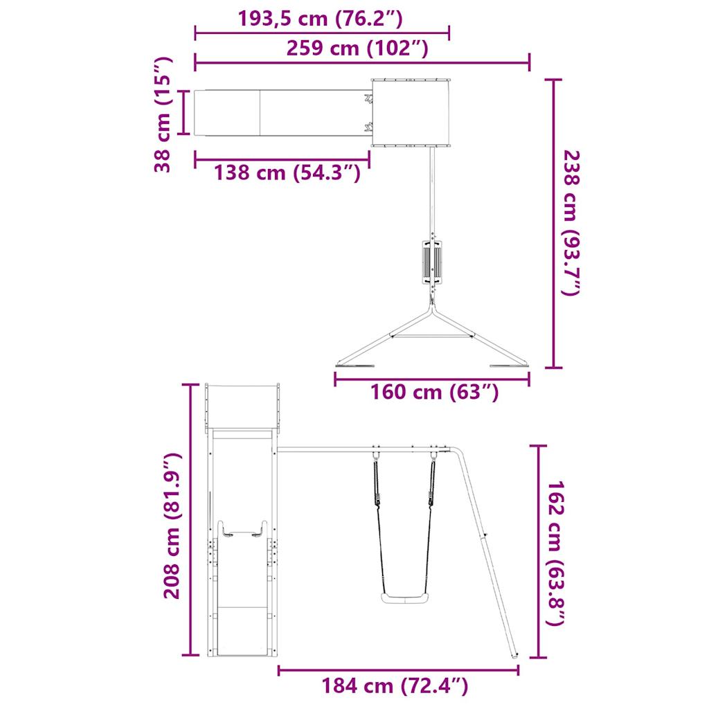 vidaXL Παιδική Χαρά Εξωτερικού Χώρου από Εμποτισμένο Ξύλο Πεύκου