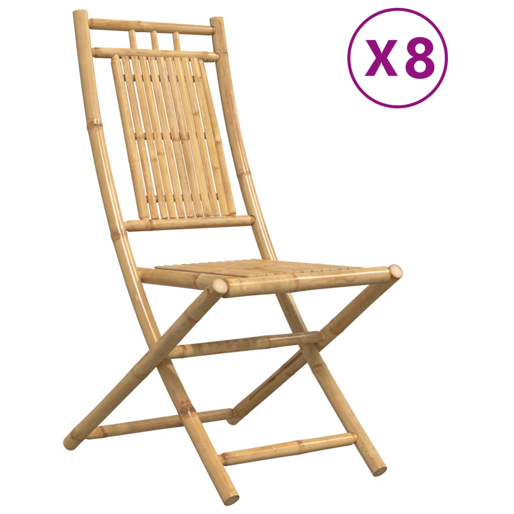vidaXL Καρέκλες Κήπου Πτυσσόμενες 8 τεμ. 46 x 66 x 99 εκ. από Μπαμπού