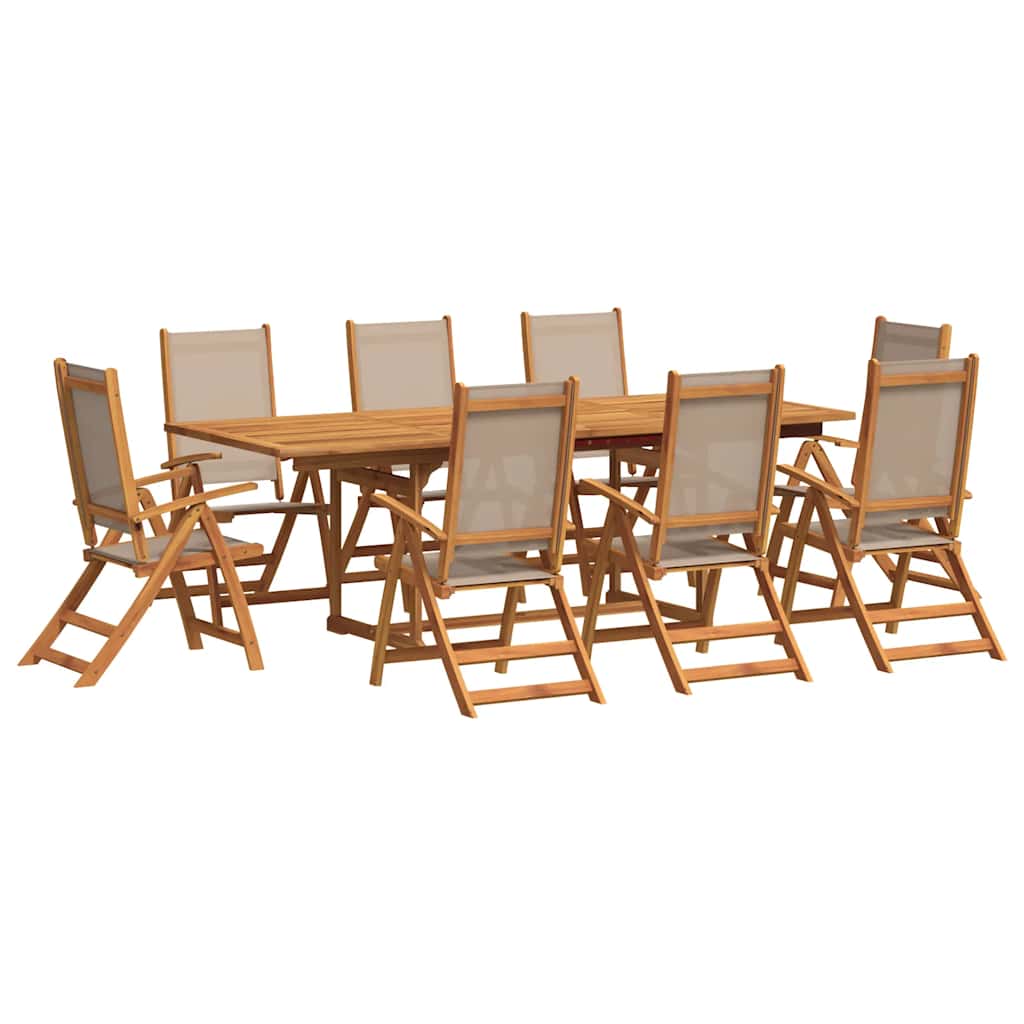 vidaXL Σετ Τραπεζαρίας Κήπου 9 Τεμαχίων Μασίφ Ξύλο Ακακίας / Τεξτιλίνη