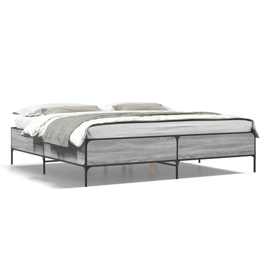 vidaXL Πλαίσιο Κρεβατιού Γκρι Sonoma 200x200 εκ. Επεξ. Ξύλο & Μέταλλο