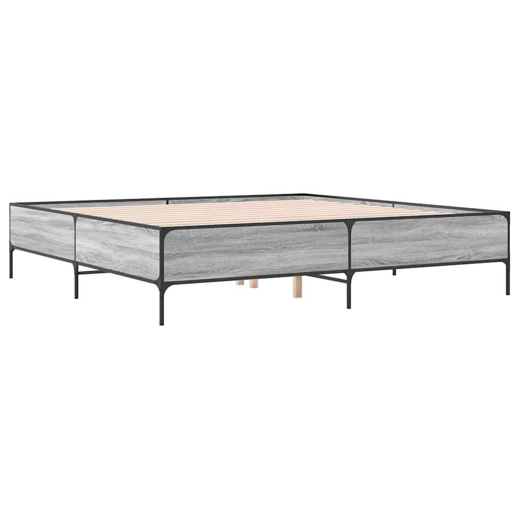 vidaXL Πλαίσιο Κρεβατιού Γκρι Sonoma 200x200 εκ. Επεξ. Ξύλο & Μέταλλο