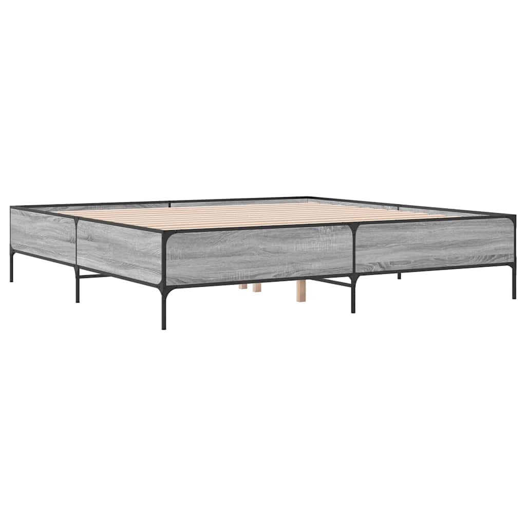 vidaXL Πλαίσιο Κρεβατιού Γκρι Sonoma 180x200 εκ. Επεξ. Ξύλο & Μέταλλο