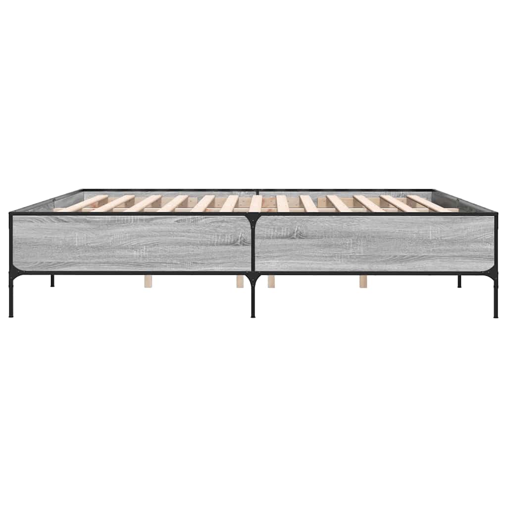 vidaXL Πλαίσιο Κρεβατιού Γκρι Sonoma 180x200 εκ. Επεξ. Ξύλο & Μέταλλο