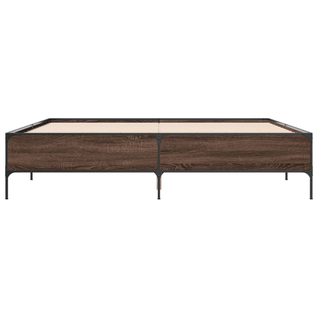 vidaXL Πλαίσιο Κρεβατιού Καφέ Δρυς 180x200 εκ. Επεξ. Ξύλο & Μέταλλο