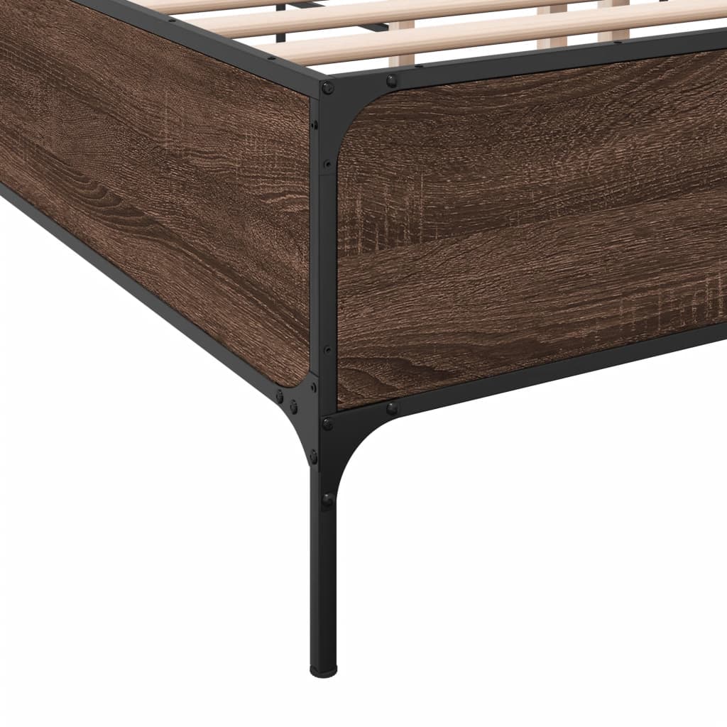 vidaXL Πλαίσιο Κρεβατιού Καφέ Δρυς 180x200 εκ. Επεξ. Ξύλο & Μέταλλο