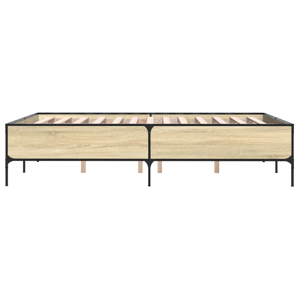 vidaXL Πλαίσιο Κρεβατιού Sonoma Δρυς 160x200 εκ. Επεξ. Ξύλο & Μέταλλο