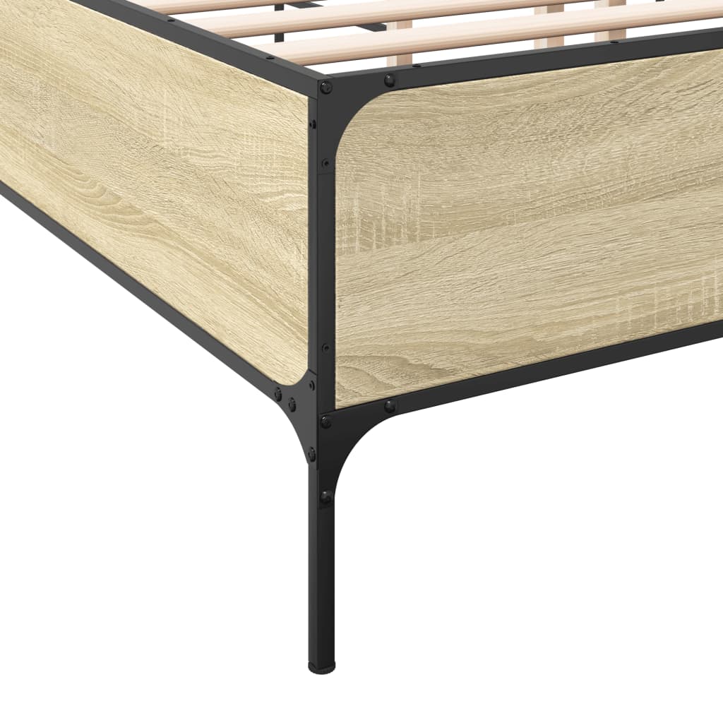 vidaXL Πλαίσιο Κρεβατιού Sonoma Δρυς 160x200 εκ. Επεξ. Ξύλο & Μέταλλο