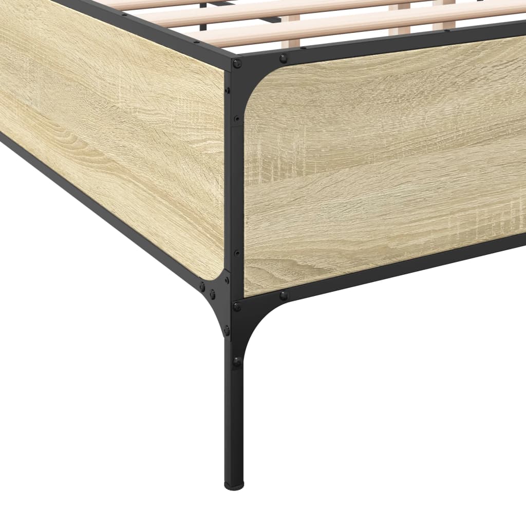 vidaXL Πλαίσιο Κρεβατιού Sonoma Δρυς 150x200 εκ. Επεξ. Ξύλο & Μέταλλο