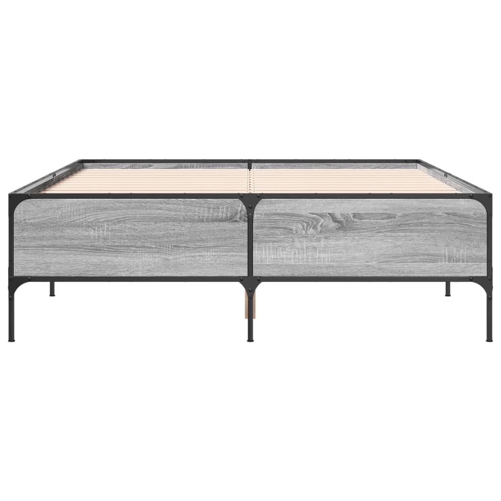vidaXL Πλαίσιο Κρεβατιού Γκρι Sonoma 150x200 εκ. Επεξ. Ξύλο & Μέταλλο