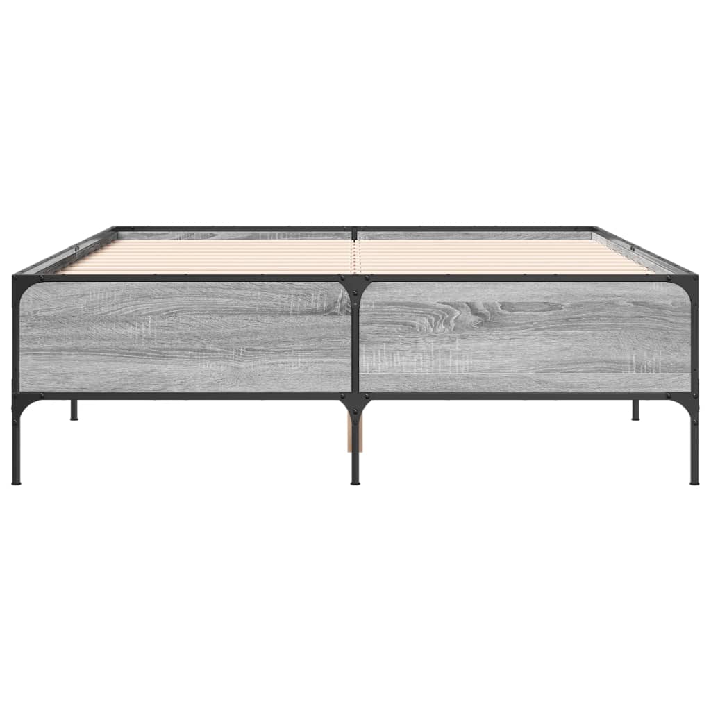 vidaXL Πλαίσιο Κρεβατιού Γκρι Sonoma 120 x 190εκ. Επεξ. Ξύλο & Μέταλλο