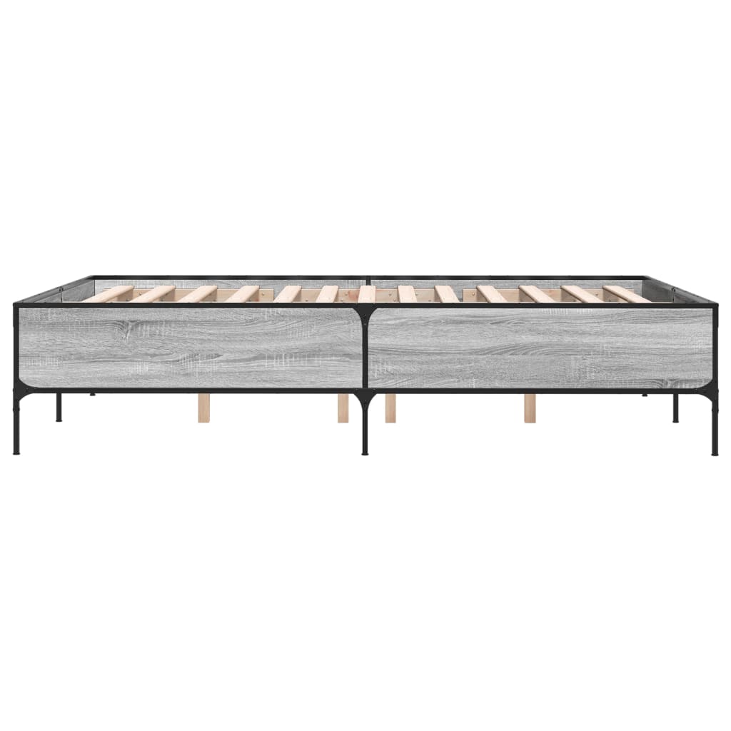 vidaXL Πλαίσιο Κρεβατιού Γκρι Sonoma 120 x 190εκ. Επεξ. Ξύλο & Μέταλλο
