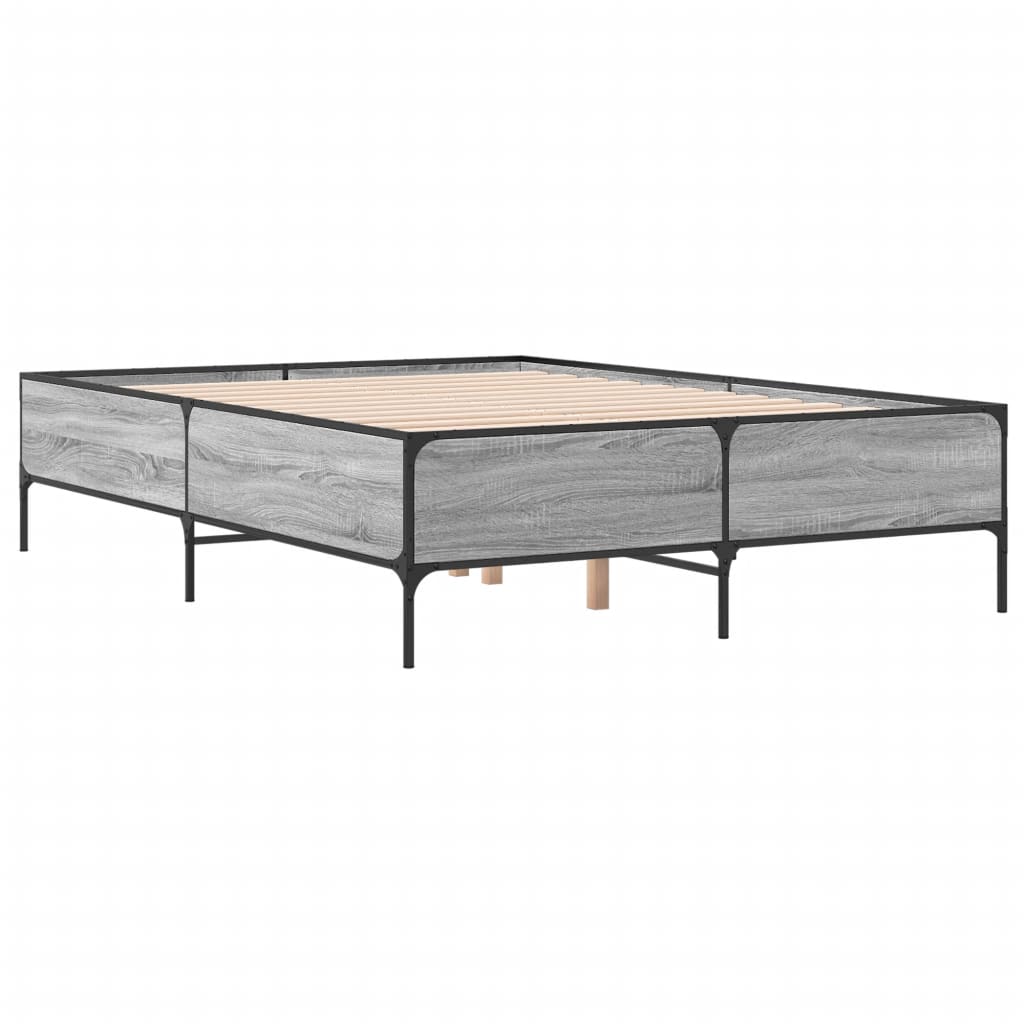 vidaXL Πλαίσιο Κρεβατιού Γκρι Sonoma 120 x 190εκ. Επεξ. Ξύλο & Μέταλλο