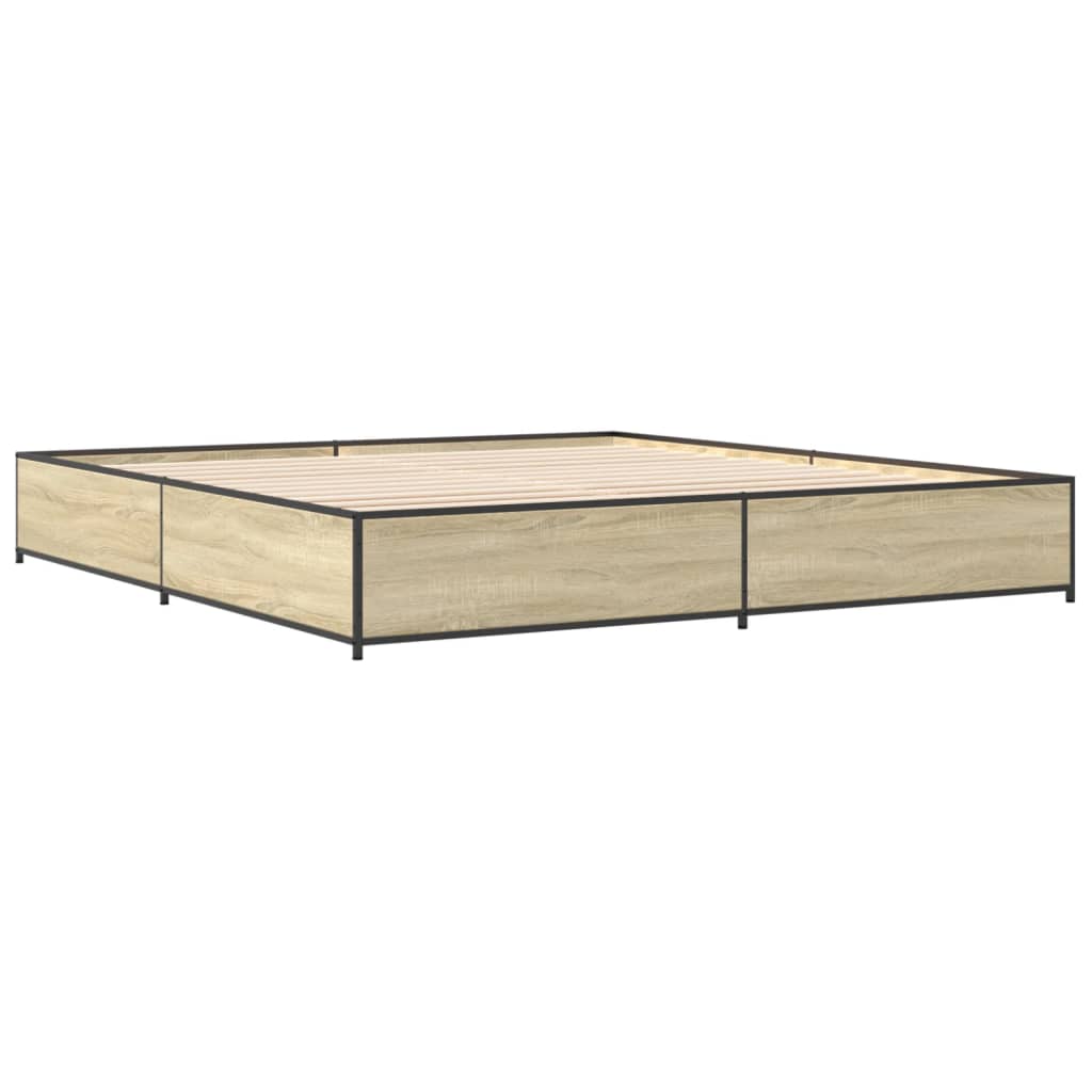 vidaXL Πλαίσιο Κρεβατιού Sonoma Δρυς 200x200 εκ. Επεξ. Ξύλο & Μέταλλο