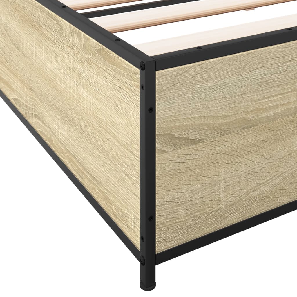 vidaXL Πλαίσιο Κρεβατιού Sonoma Δρυς 200x200 εκ. Επεξ. Ξύλο & Μέταλλο