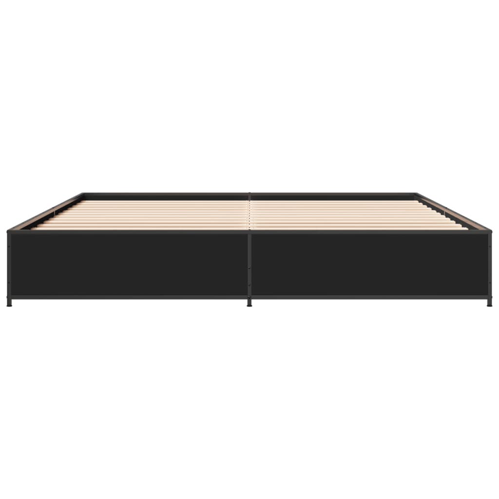 vidaXL Πλαίσιο Κρεβατιού Μαύρο 160 x 200 εκ. Επεξ. Ξύλο & Μέταλλο