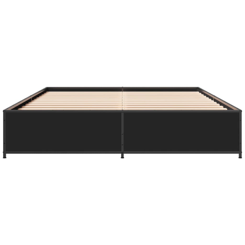 vidaXL Πλαίσιο Κρεβατιού Μαύρο 160x200 εκ. Επεξ. Ξύλο & Μέταλλο